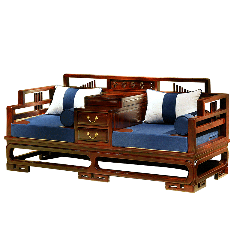 一舍 非国标红木东非酸枝（学名：古夷苏木）全实木沙发中式客厅中小户型新中式中别墅组合布艺结合 忆江南沙发123六件套