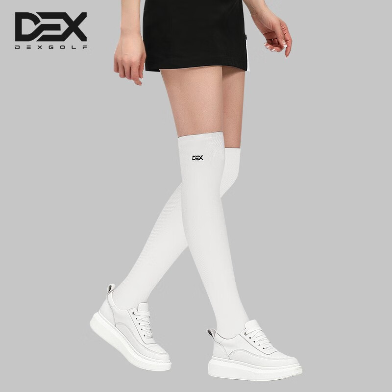 韩国高尔夫袜子wo004女袜运动袜过膝中筒袜长袜透气厚底袜毛巾袜 白色