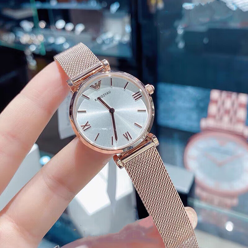 金高档瑞士手表简约时尚小表盘镶钻编织钢带防水女士石英表 1956 32mm