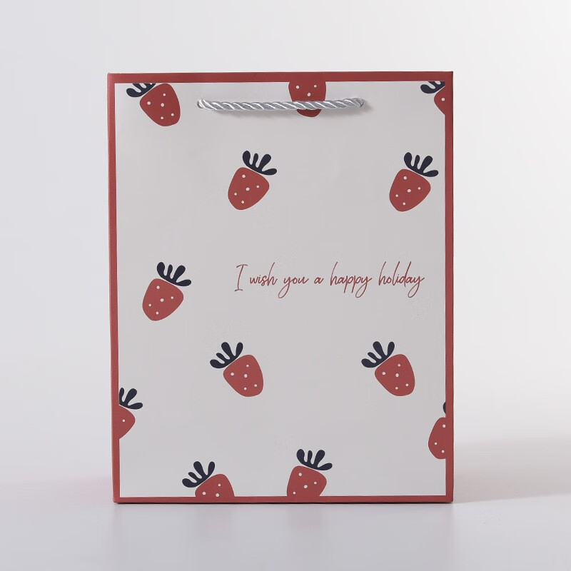 访客（FK）礼品袋情人节开学生日礼物袋子送男友女友礼物纸质法式包装袋子lg 小草莓 （小号1只装）