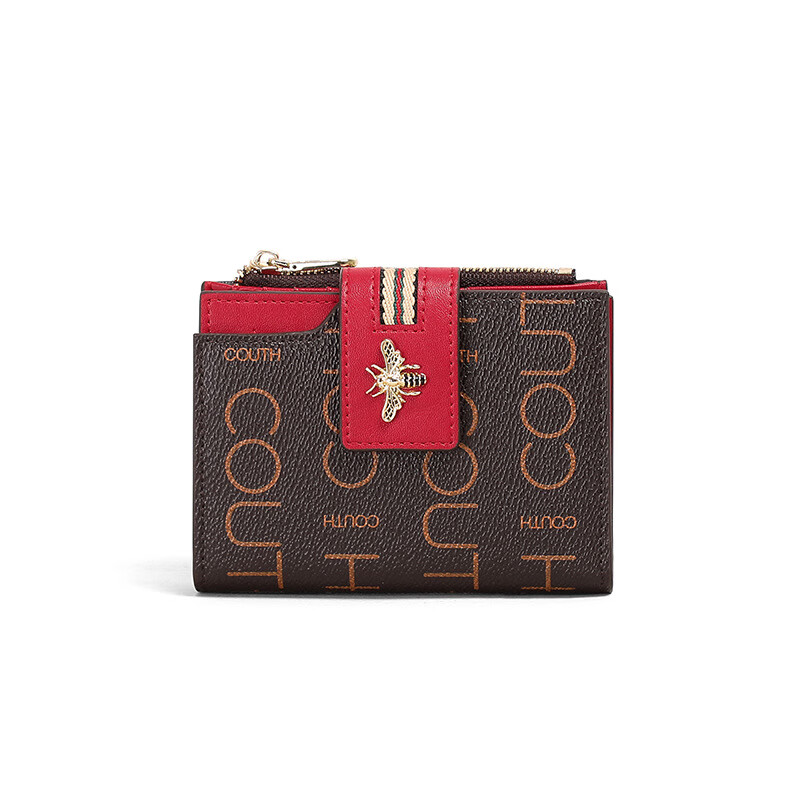 CUADEN KLLIATM轻奢手拿包新款包包女款钱包短款零钱包女钱夹生日礼物送女友老婆 【咖配红】礼盒装 2025高级感女生包实用走心送老婆妈妈长辈