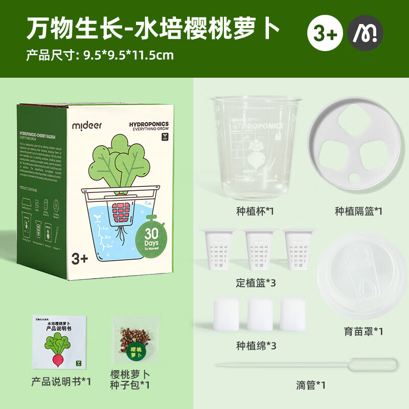 弥鹿(mideer)儿童植物观察阳光房种植菜科学手工小实验万物生长-水培