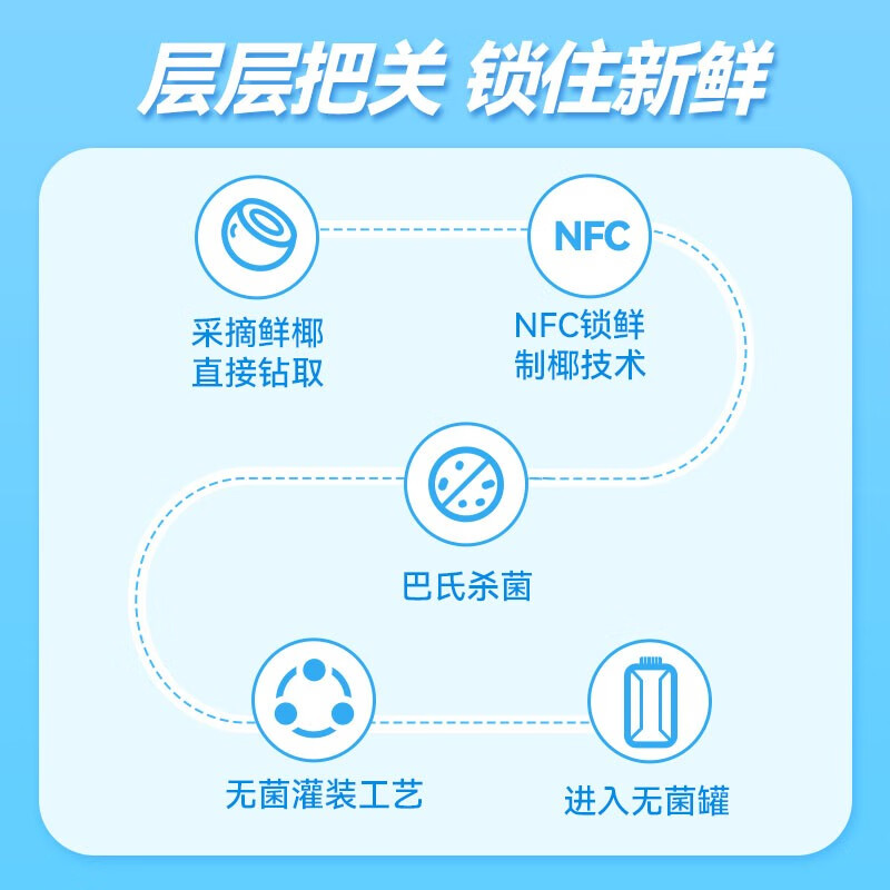 海蓝优鲜100%纯椰子水 富含天然电解质 海南特产 NFC椰青果汁 椰子水 椰子水1000ml*6