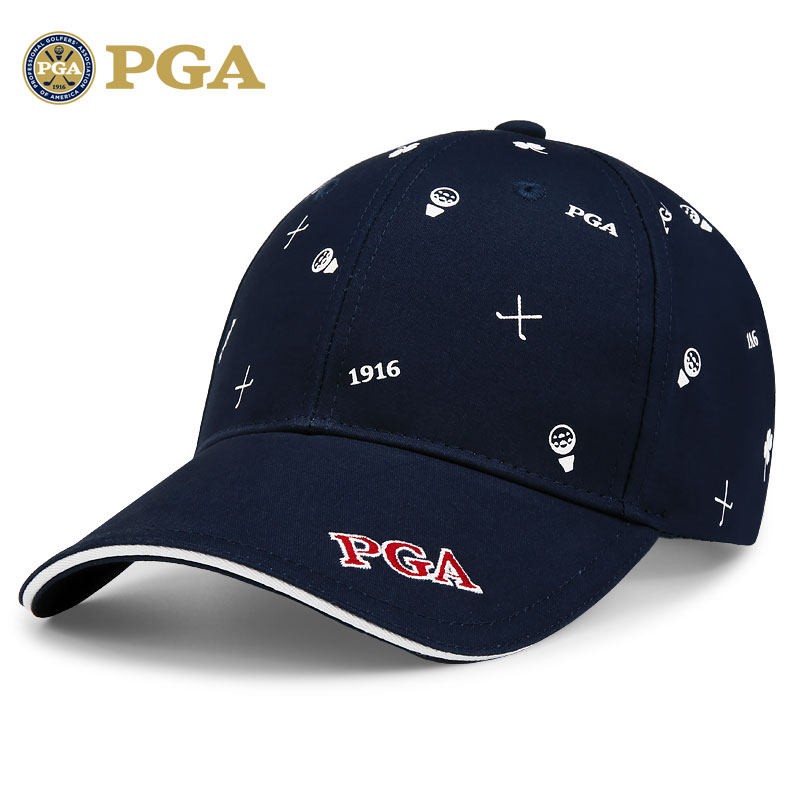 PGA 高尔夫球帽男 防晒遮阳帽子 职业款式男帽 潮流刺绣标志 吸汗内里 透气舒适 PGA 205007-藏青色