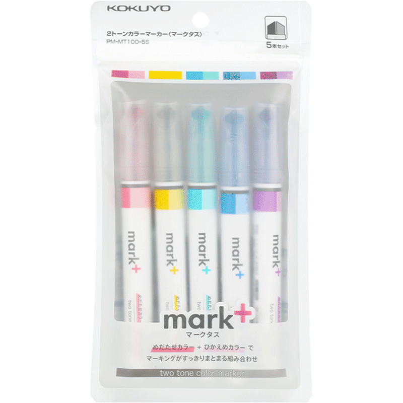����(KOKUYO)����mark �޶�˫ͷӫ��ʼǺűʿ��Ը�ϰ�ص��Ǳ� 5ɫ��װ PM-MT100-5S
