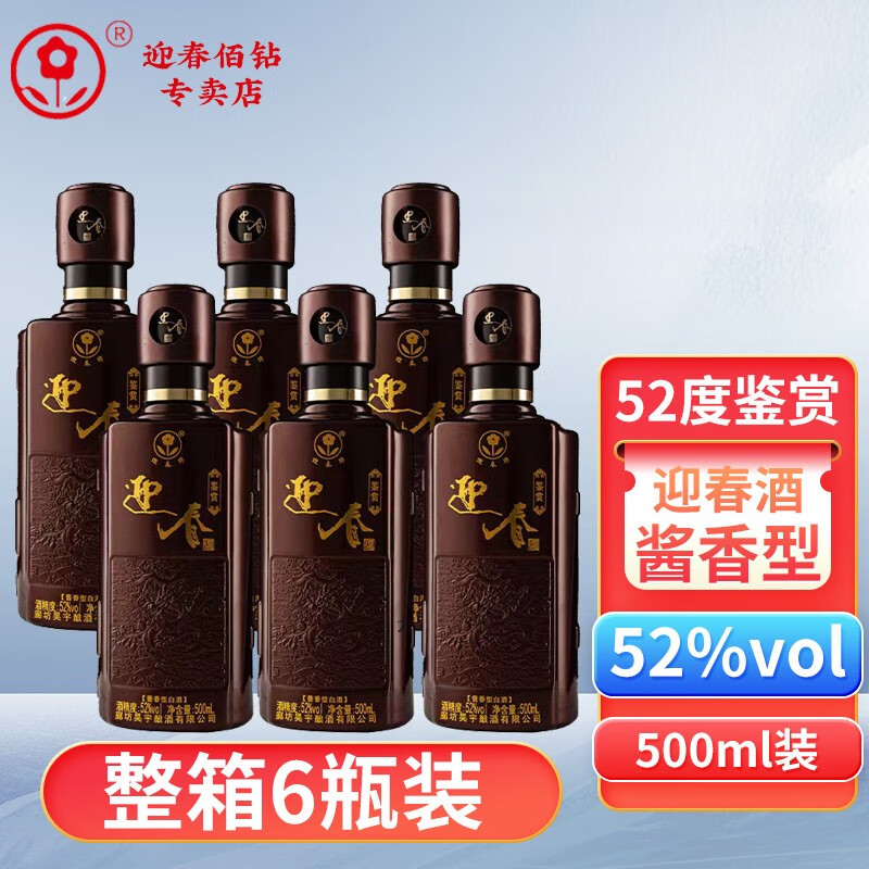 迎春酒 廊坊特产 52度鉴赏20年纯粮酿造 酱香型白酒  500ml#6瓶整箱装