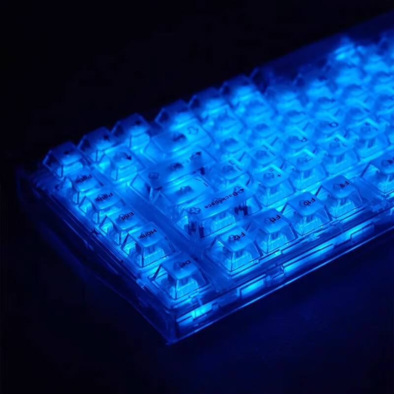 腹灵极昼原厂侧刻键帽机械键盘PBT透光原厂高度渐变68 87 96 104 暮黑透键帽87键【仅适配61/87】