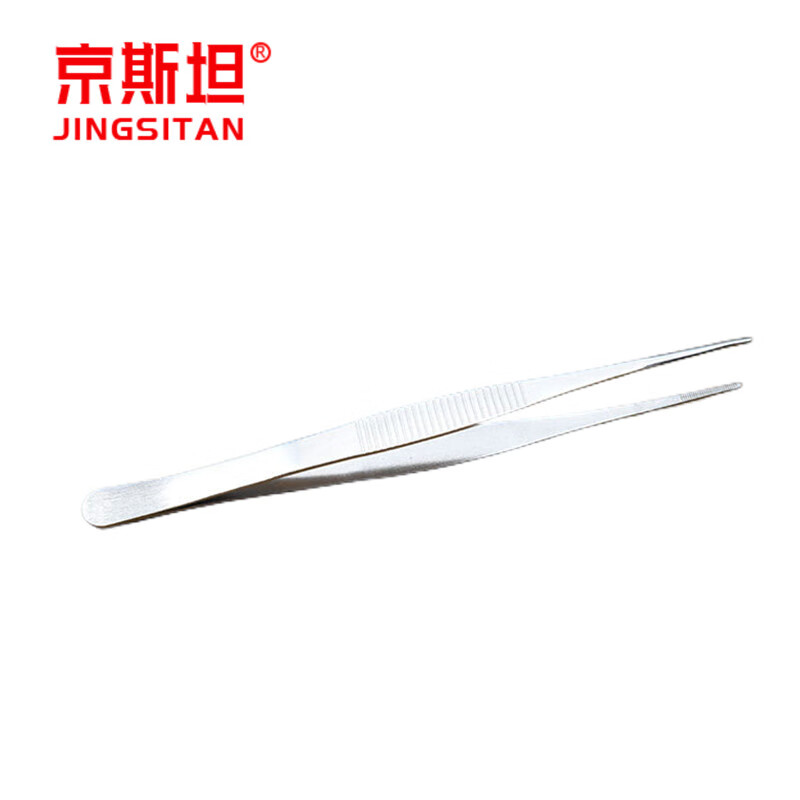 京斯坦 解剖镊子不锈钢工具直超细尖头敷料夹实验  18cm(直头)解剖