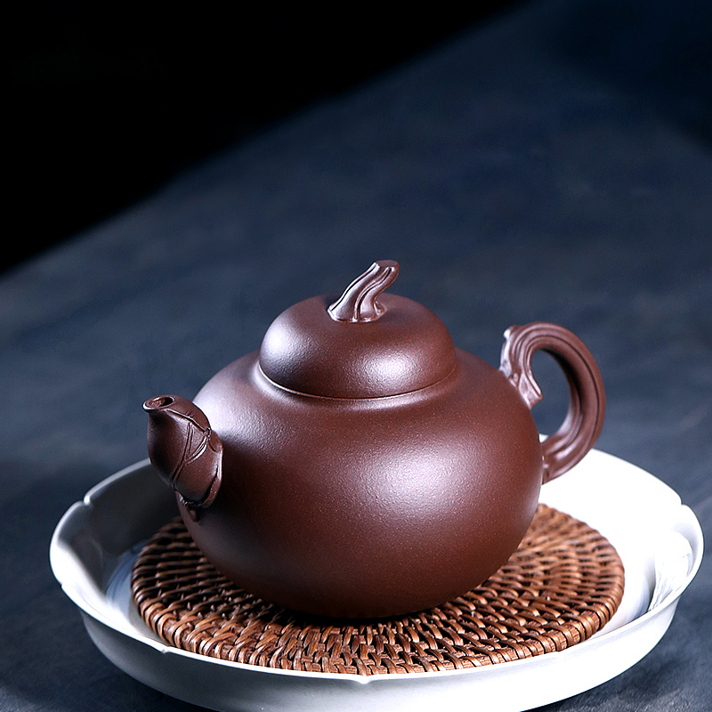 茗阳宜兴紫砂壶纯全手工原矿紫泥茄瓜壶泡茶壶名家用功夫茶具套装茶壶