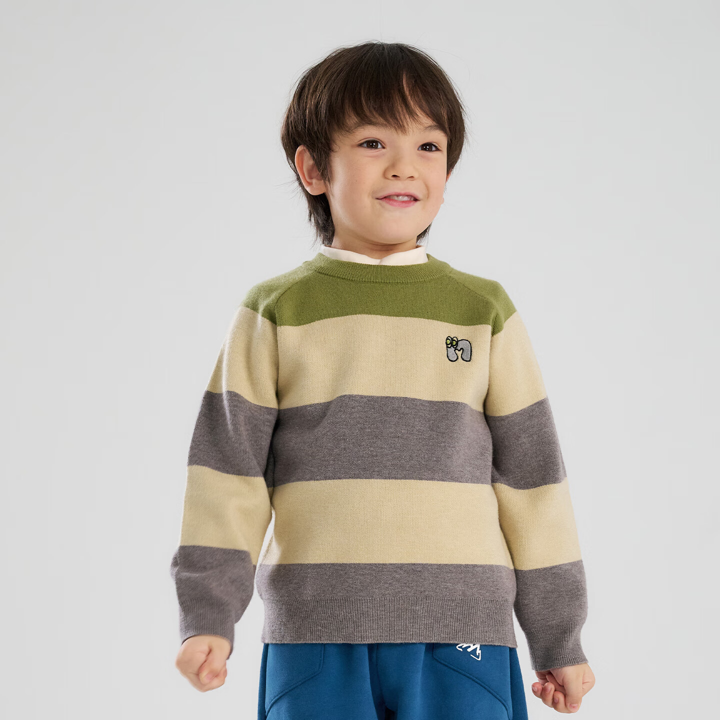 棉花堂（cottontown）【抗静电】棉花堂儿童毛衣针织衫男孩宽条纹内搭儿童秋装女童上衣 星环紫 90 90/52