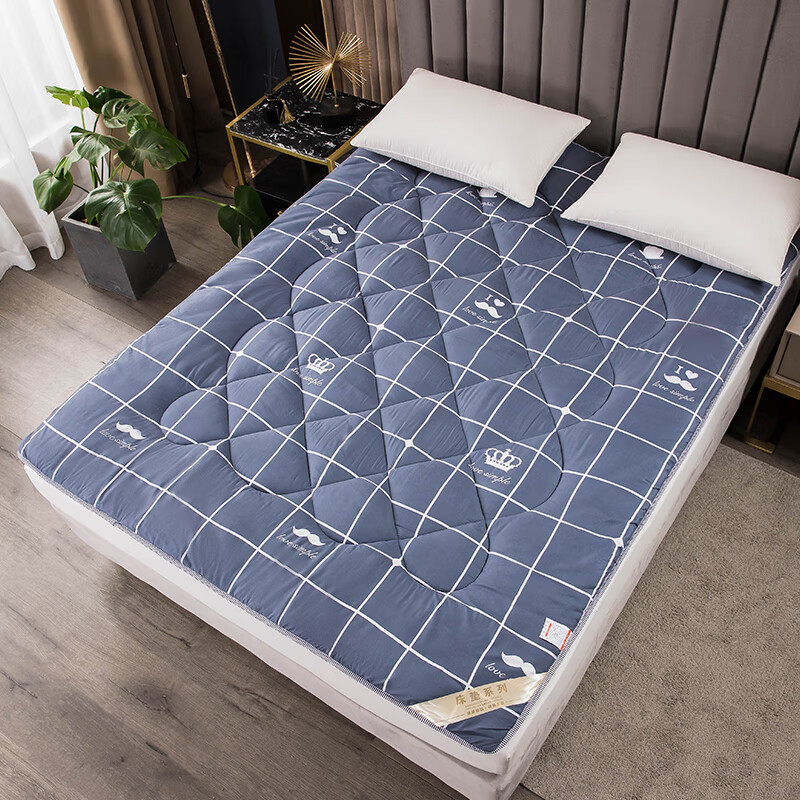 宏卿馨加厚床垫被褥软垫1.8m床褥子1.5双人0.9米单人学生宿舍棉花榻榻米 【印花款】皇冠灰 1.2x2.0m床【加厚/约8斤】