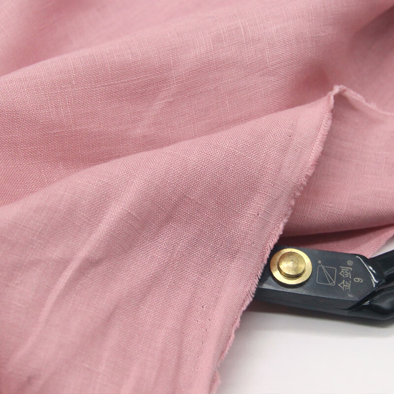 纯亚麻布料薄麻布布料古风夏季棉麻苎麻裙子服装面料裤子布料 肉粉色