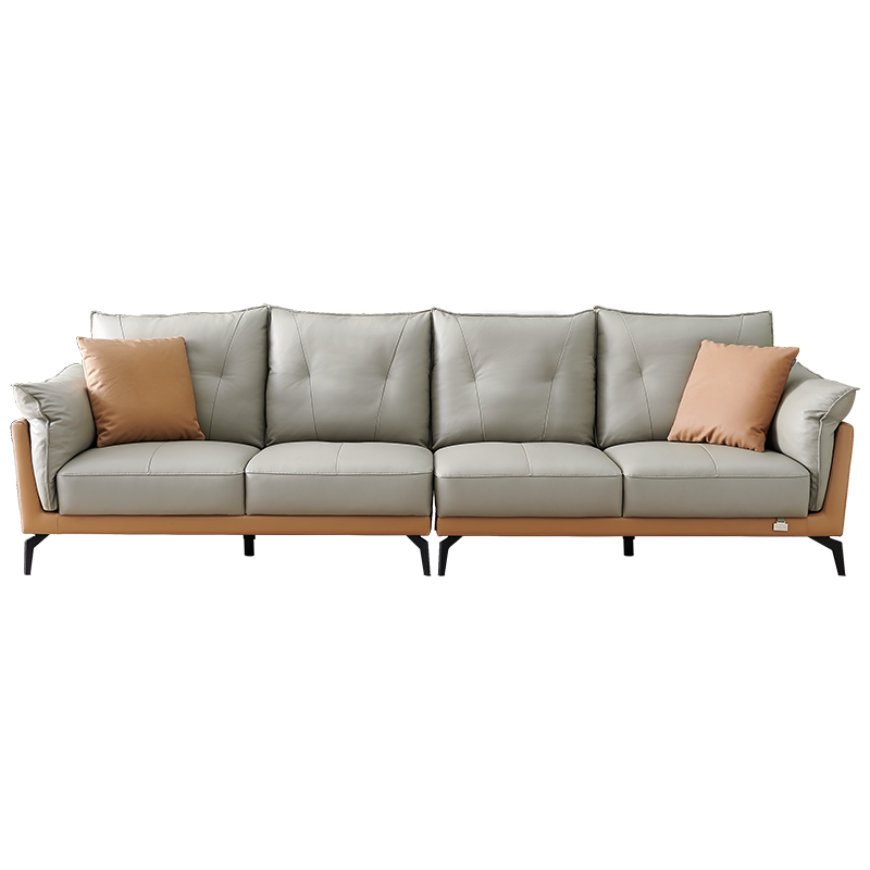 全友家居 现代简约进口头层牛皮皮沙发鹅绒扶手可拆洗设计中小户型客厅家具组合102599 A皮沙发(左2+右2)