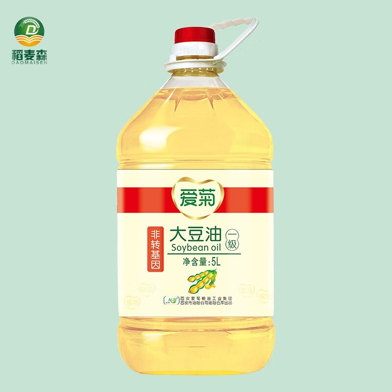 爱菊(aiju)一级大豆油 非转基因 家用大桶食用油 色拉油 5l