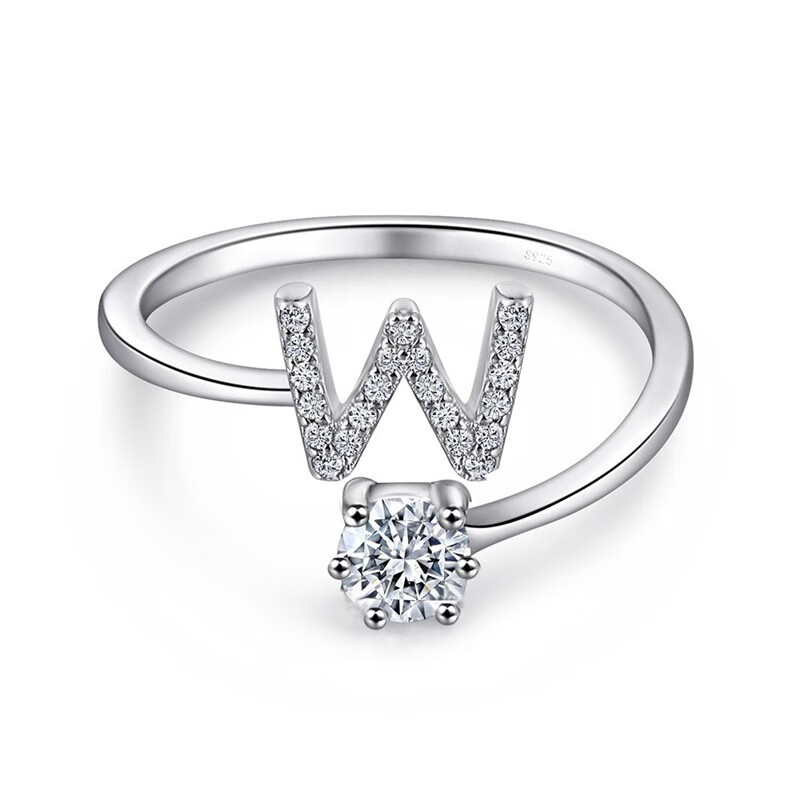 榛橙 【以你之名】925银字母戒指女中国风姓氏开口戒设计感锆石食指戒