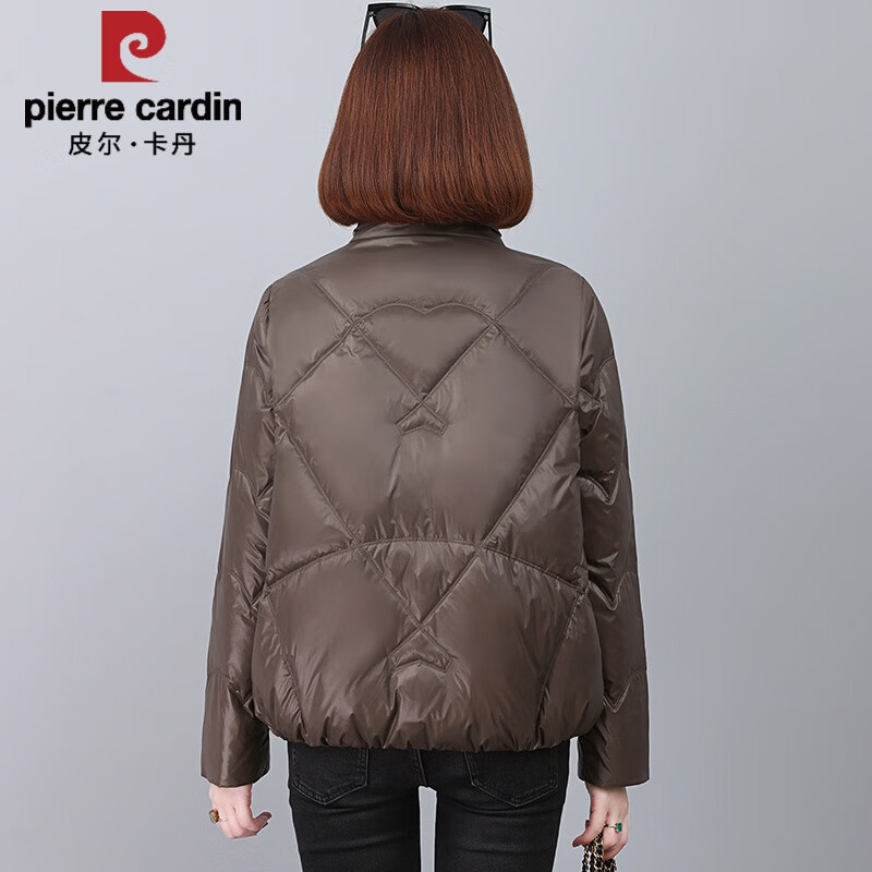 皮尔卡丹羽绒服女短款立领小个子中年高端90白鸭绒冬季加厚保暖外套女