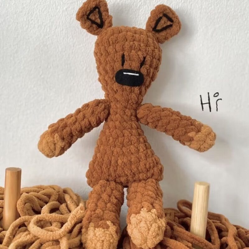 流彗憨豆先生泰迪熊手工编织diy钩针材料包小熊玩偶自制礼物小红书同