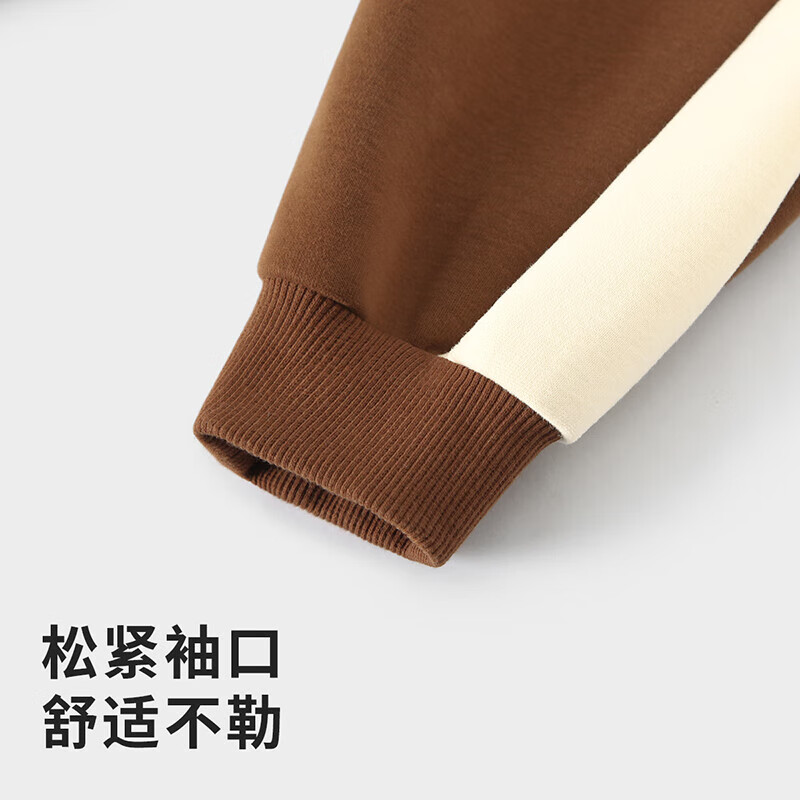 迷你木木屋儿童卫衣套装春秋男童女童开衫外套运动裤套装中大童休闲两件套 咖啡 110 推荐身高99-108cm