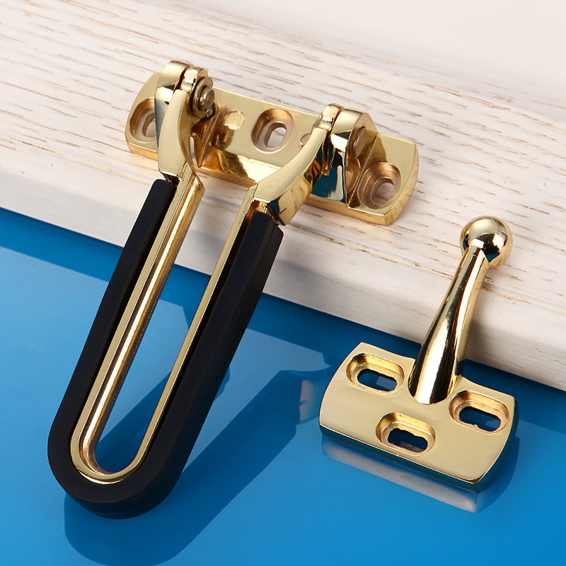 精铸保险防盗扣安全门链 金色实心加厚安全门栓 宾馆旅店客房门扣