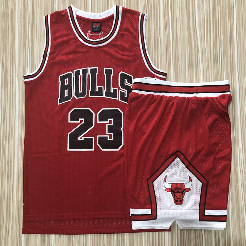 京识公牛队23号球衣背心复古刺绣美式篮球5分短裤定制运动休闲篮球服