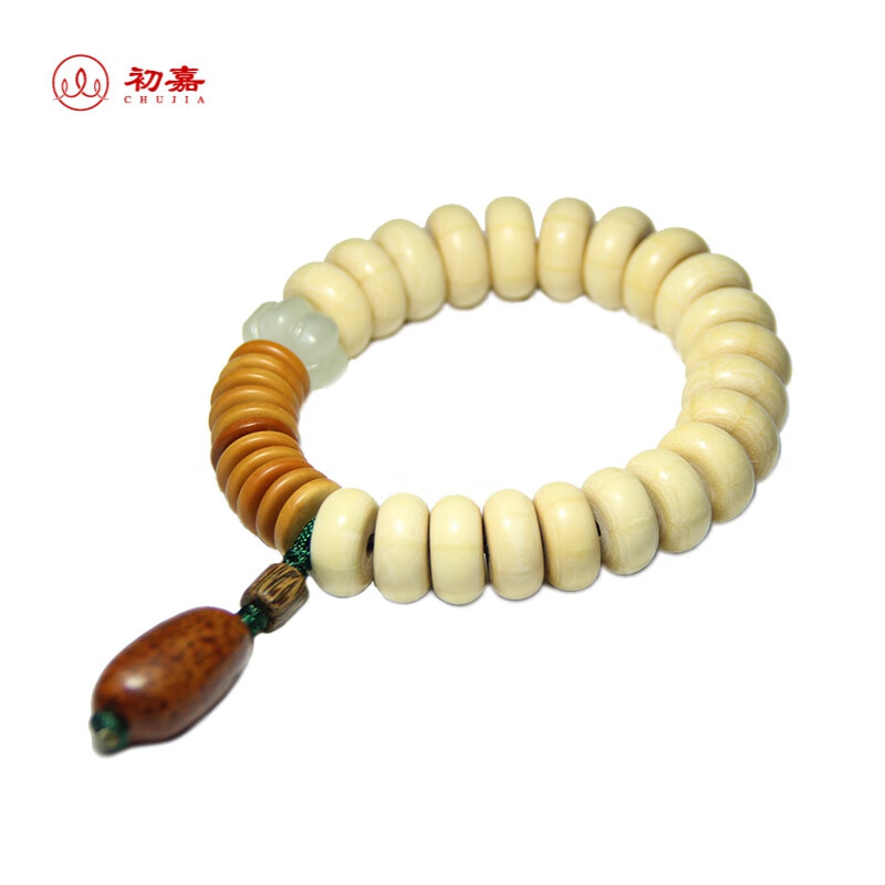 初嘉 五台山天然六道木女士手串 岫玉配饰12mm禅意饰品手链 (缘觉款)