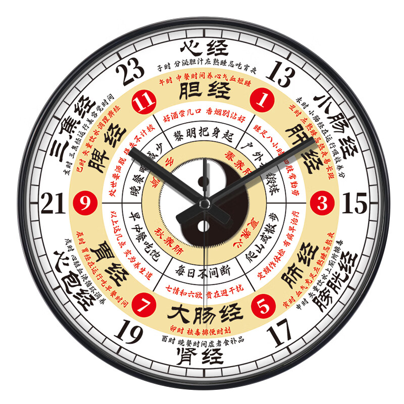 子午流注养生钟罗盘钟时钟客厅钟挂表子午流注养生挂钟养生八卦挂 a