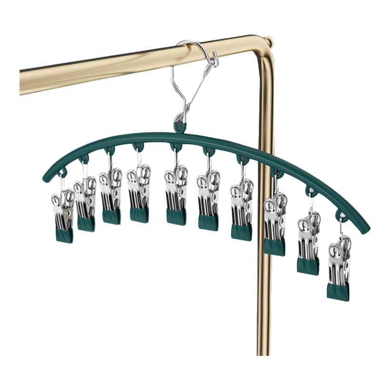 秉優(yōu) 納米防滑襪子架10夾 輕奢浸膠多功能無(wú)痕晾衣架防風(fēng)晾曬內(nèi)衣夾子