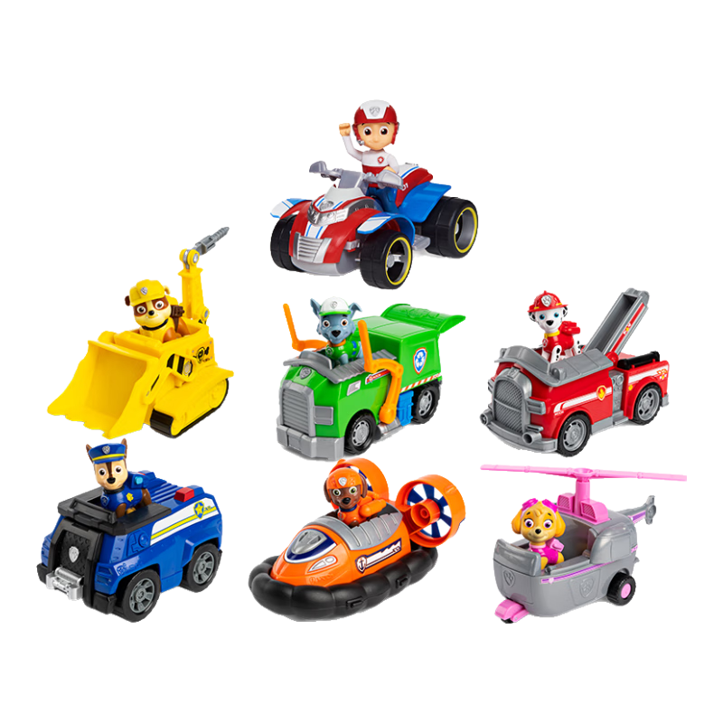 汪汪隊(duì)立大功（PAW PATROL）汪汪隊(duì)玩具狗狗巡邏隊(duì)男女孩玩具兒童生日禮物 救援車7輛套裝【車狗分離】