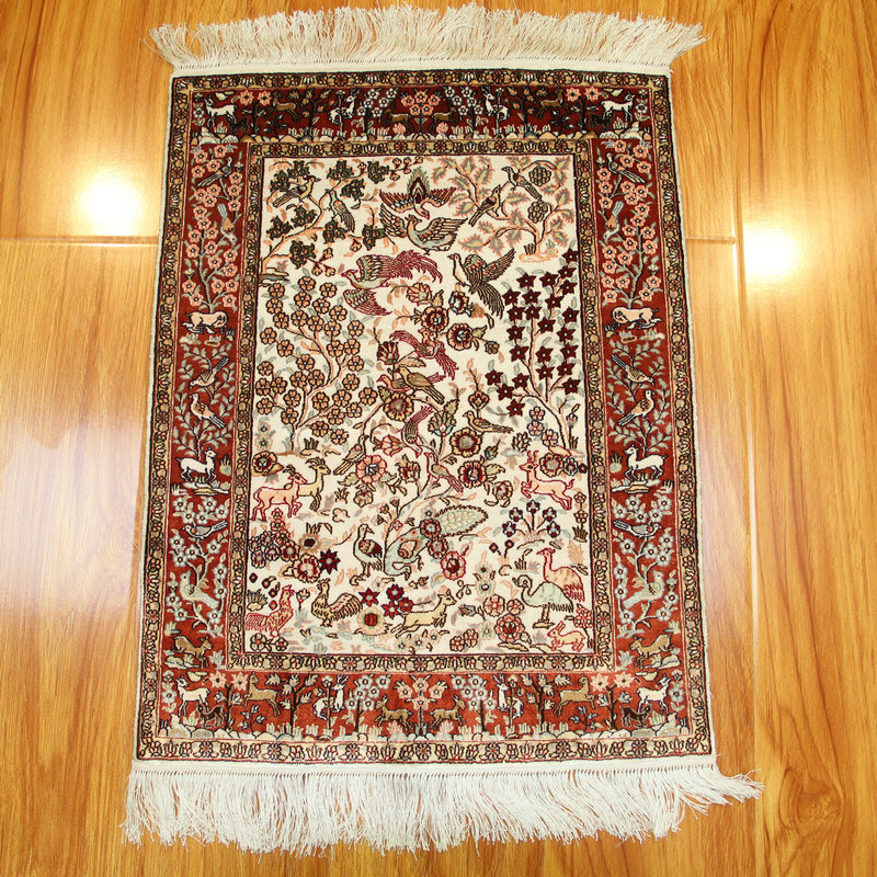 毯译毯译 二十年前老丝毯1厘米13个结高道数真丝46x63厘米地毯