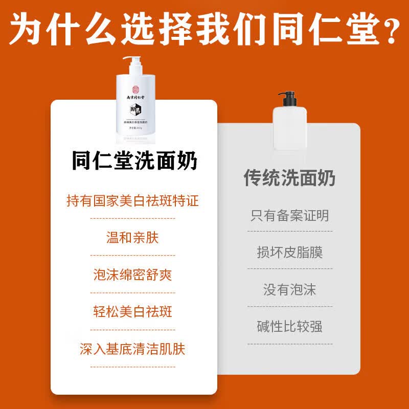 同仁堂断黑美白祛斑洗面奶男女士控油提亮改善暗沉深层清洁毛孔洁面乳 两瓶周期装[老客户复购]