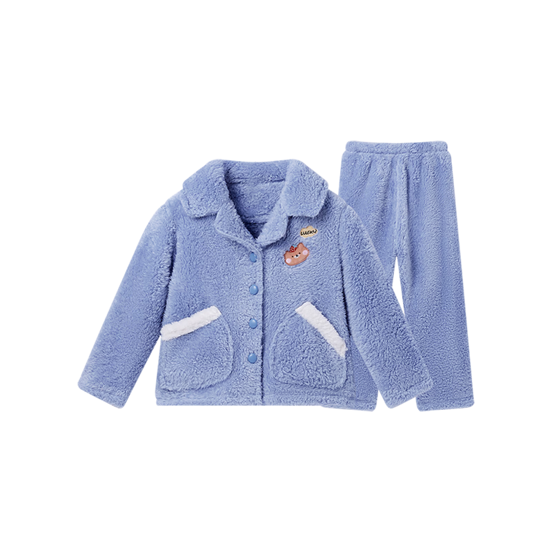 芬腾儿童睡衣女大童秋冬双面泡芙绒保暖睡衣家居服Q9FJ257940521