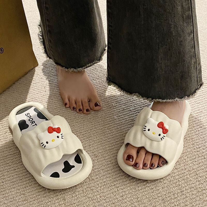 金盈姿可爱卡通kt猫外穿hellokitty拖鞋女厚底踩屎感洗澡室内防滑拖鞋 主图款 38-39 【适合37/38】