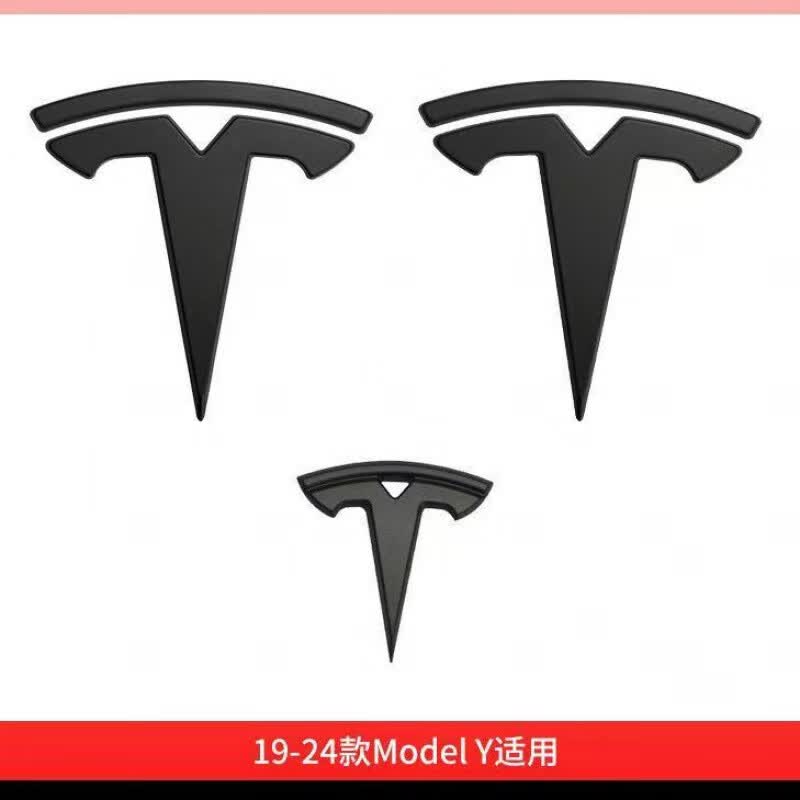 特斯拉（Tesla）适用于特斯拉model3毛豆Y车标贴前标黑化方向盘车标志装饰贴改装 哑光武士黑色 毛豆3/y前车标
