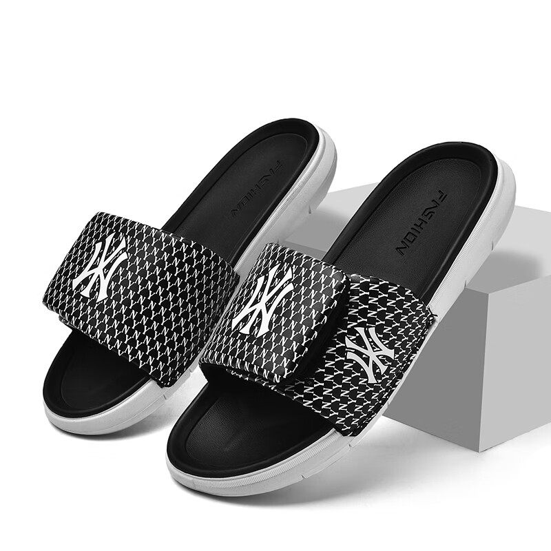 vzvy韩国mlb联名ny潮牌拖鞋男士夏外穿ny潮流魔术贴可调节大码46不臭1