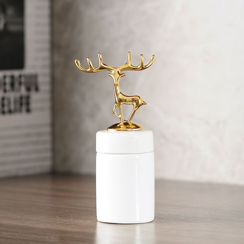 哩嗹啰嗹轻奢陶瓷牙签盒筒用创意个性简约收纳桌面牙签桶北欧牙 白.