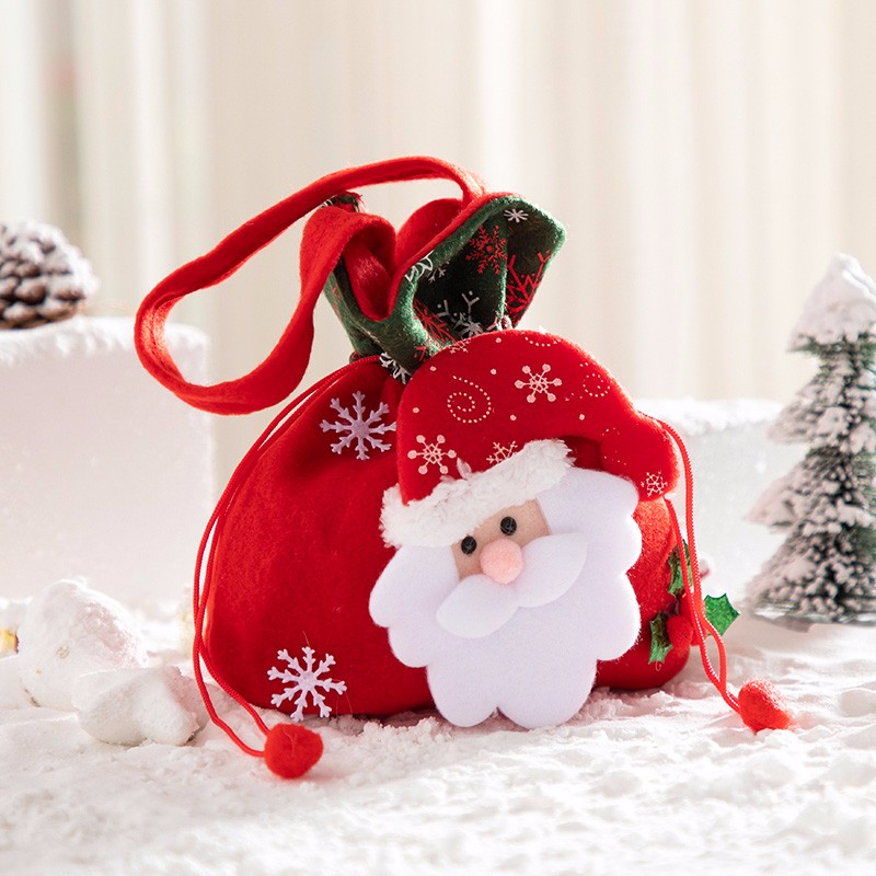 千棵树圣诞节小礼品袋圣诞装饰品苹果盒子圣诞苹果包装盒礼物袋 圣诞装饰-苹果袋子G 大
