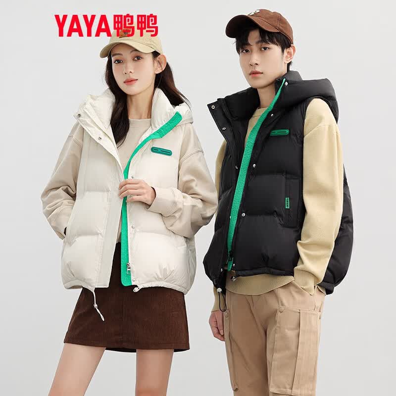 鸭鸭（YAYA）情侣款羽绒马甲女2023年冬季新品时尚短款连帽韩版休闲马夹XJ 黑色 L怎么样,好用不?