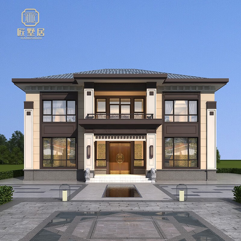 匠墅居 二层别墅设计图纸新中式农村自建房屋设计图纸带阳台2102452样