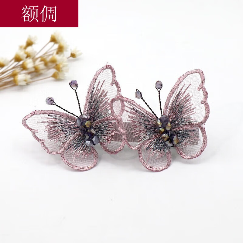 额倜蝴蝶发夹韩国成人雅手工头花饰品弹簧夹后脑勺马尾夹发卡头饰