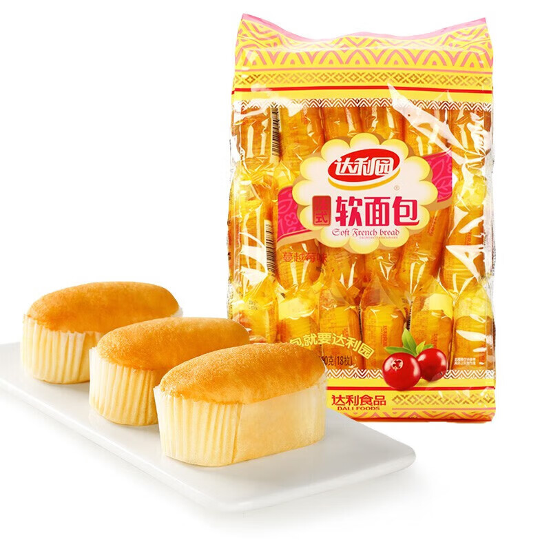 达利园软面包蔓越莓味360g  营养早餐口袋面包网红休闲零食小吃 360g