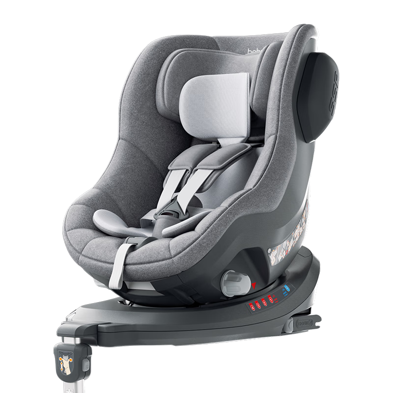 宝贝（Babyfirst）宝宝汽车儿童安全座椅 约0-4岁 360°旋转 启萌(R101F) 北极灰