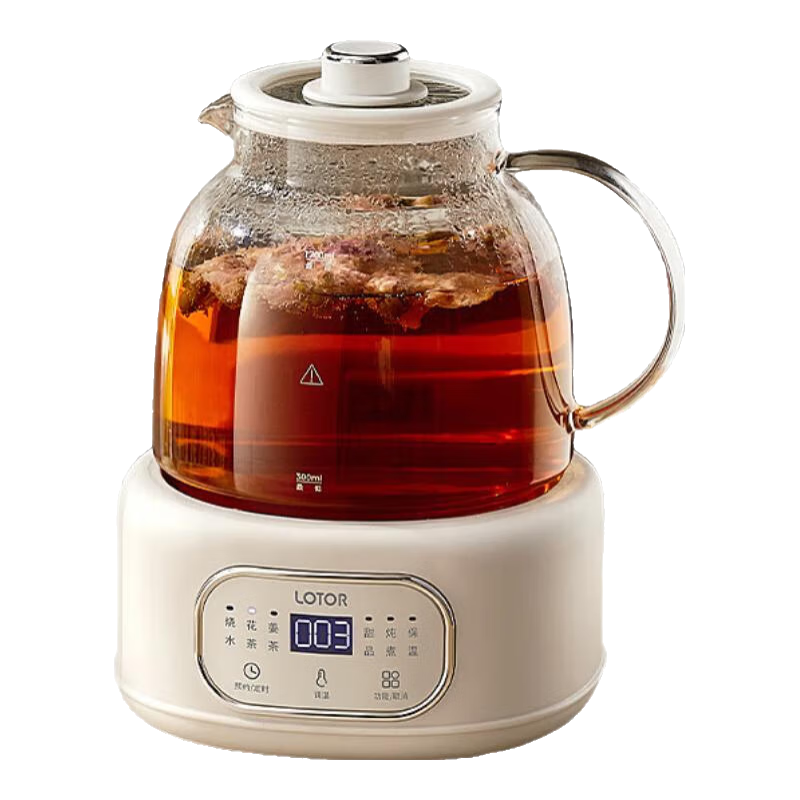 LOTOR全玻璃养生壶恒温壶 养生杯办公室多功能煮茶壶花茶壶 0金属烧水壶 煮茶器可预约 24h保温12H预约 【升级水位监控】全玻璃养生壶 1.7L