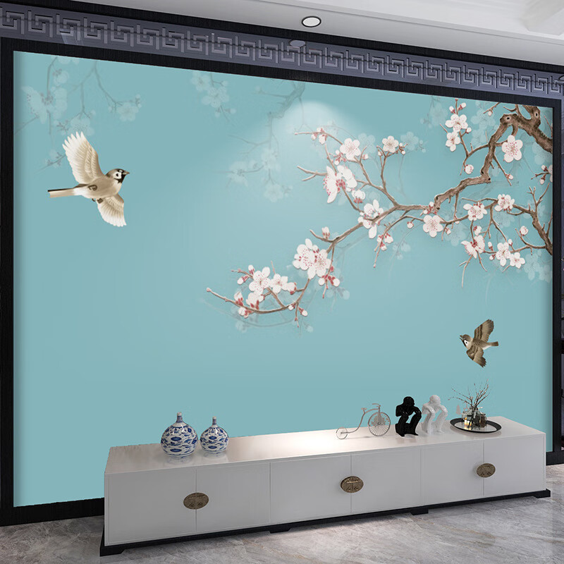 3d中式墙纸水墨画壁纸客厅电视背景壁画8d影视墙壁布电视背景壁画