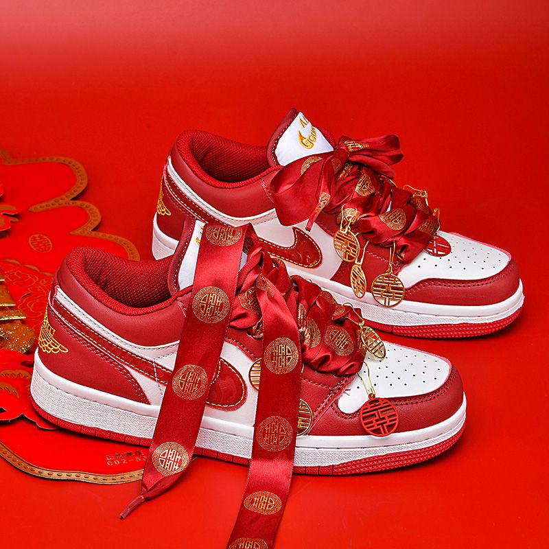 AIR莆田婚鞋秀禾鞋鞋本命年情侣2026款新娘结婚鞋红色男女板鞋 佳人才子 45