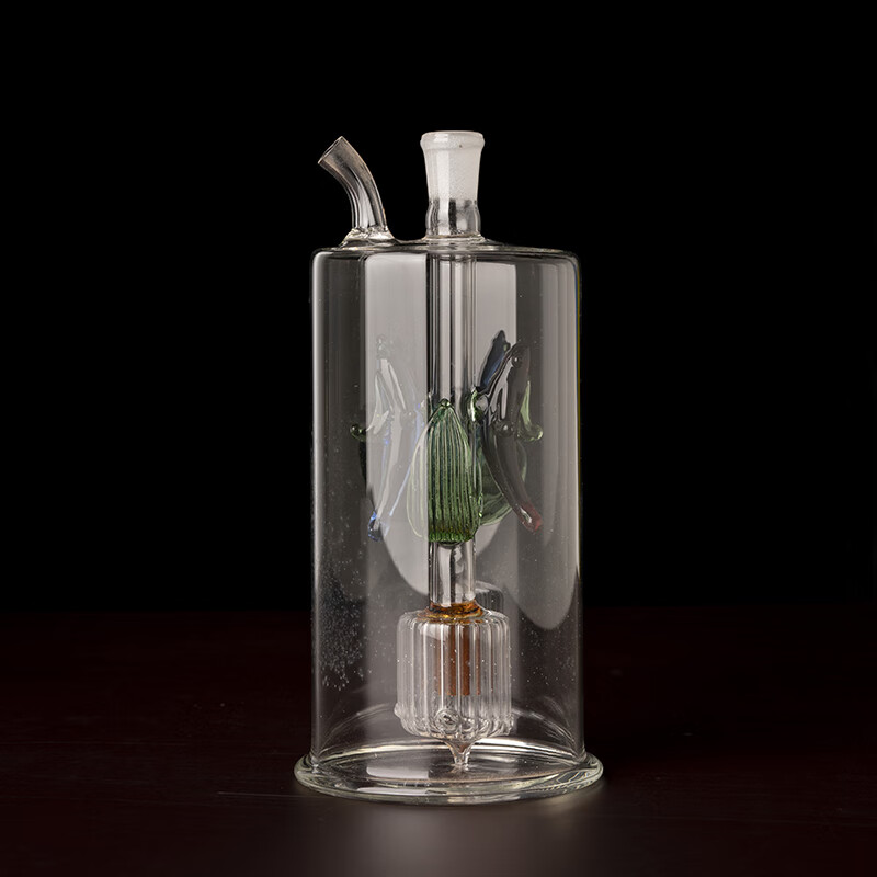 龙浩腾双鱼玻璃水烟壶循环玻璃烟具玻璃烟斗赠1锅1板 软管咬嘴