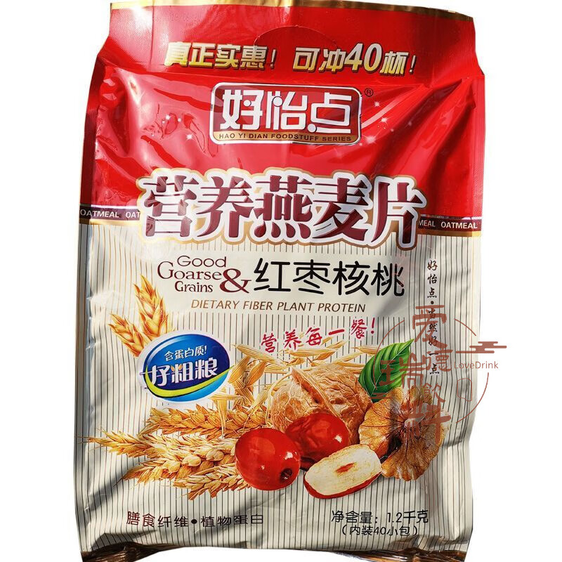 贝氏（Baiyth）40包好怡点营养燕麦片牛奶加钙红枣核桃G钙无加蔗糖谷物全家冲泡 1200g营养燕麦片-红枣核桃