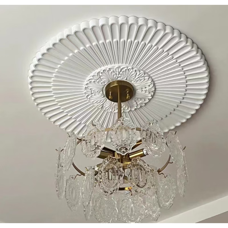 smvp法式吊顶pu灯盘雕花灯座欧式客厅灯池圆盘形天花板造型装饰非