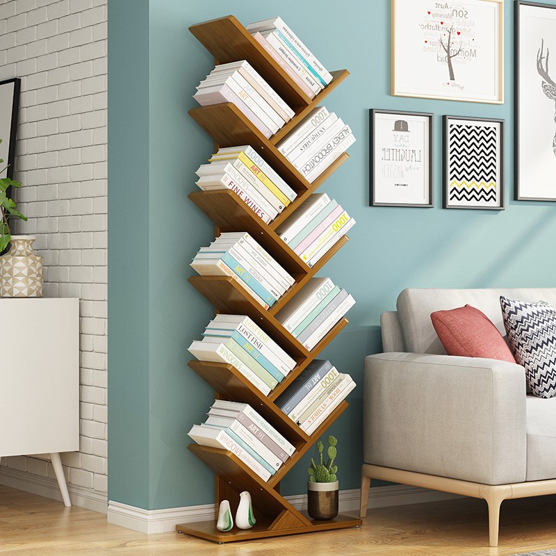 竹艺佳（ZHUYIJIA） 书架创意树形简约落地卧室收纳置物架客厅简易储物书房落地多层 六层-树型书架