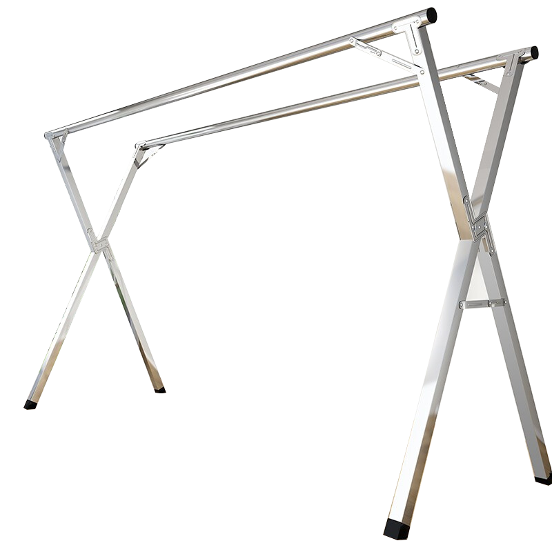 梦想湾 折叠晾衣架 落地 卧室内家用阳台凉衣杆不锈钢晒架伸缩晒被子X型翼型衣架挂衣架 1.6米(镀锌配件*不带加固杆) 整装