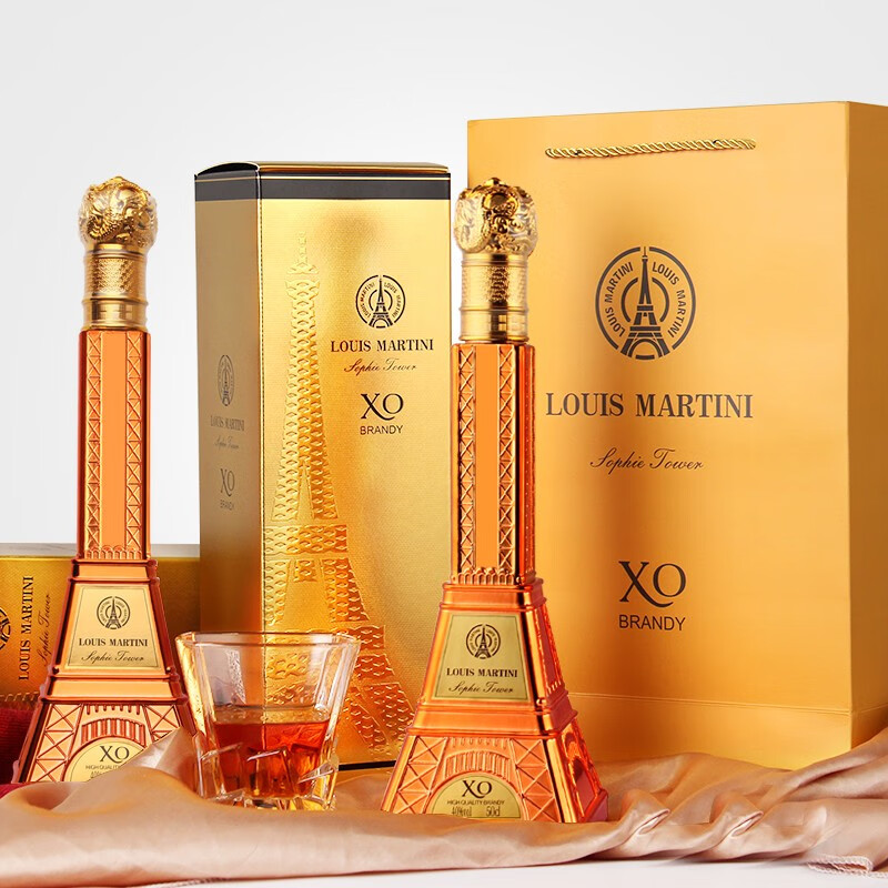 路易玛迪尼(louie mardini)法国进口原酒 索菲铁塔xo白兰地 洋酒金瓶